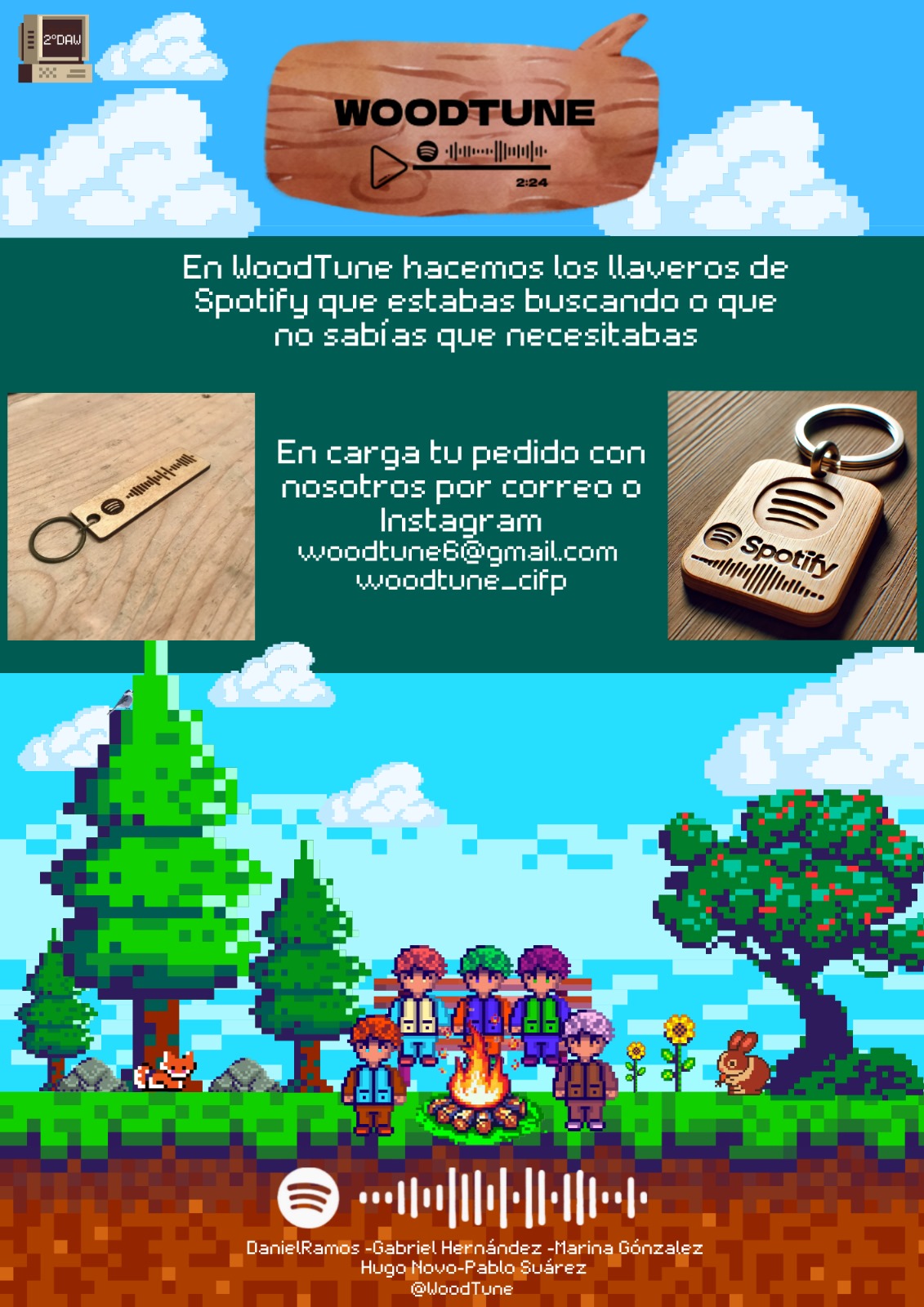 Producto final, llavero con codigo de spotify